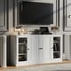 preview thumbnail 1 of 25, Palace Imports 100% Solid Wood TV Stand with Clear Glass and Solid Doors for TVs up to 65" White