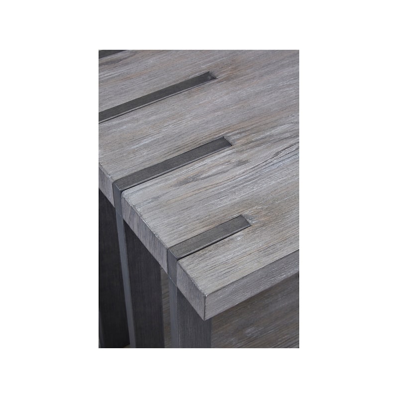 Magnussen Home Eldridge Weathered Gravel and Satin Bronze Rectangular End Table - 24''W x 26''D x 24''H