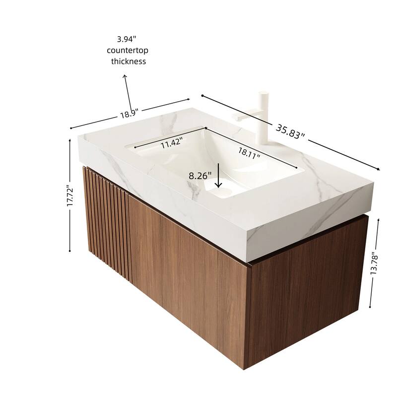 Floating Storage Bathroom Vanity with 1 Pre-drilled Faucet Hole