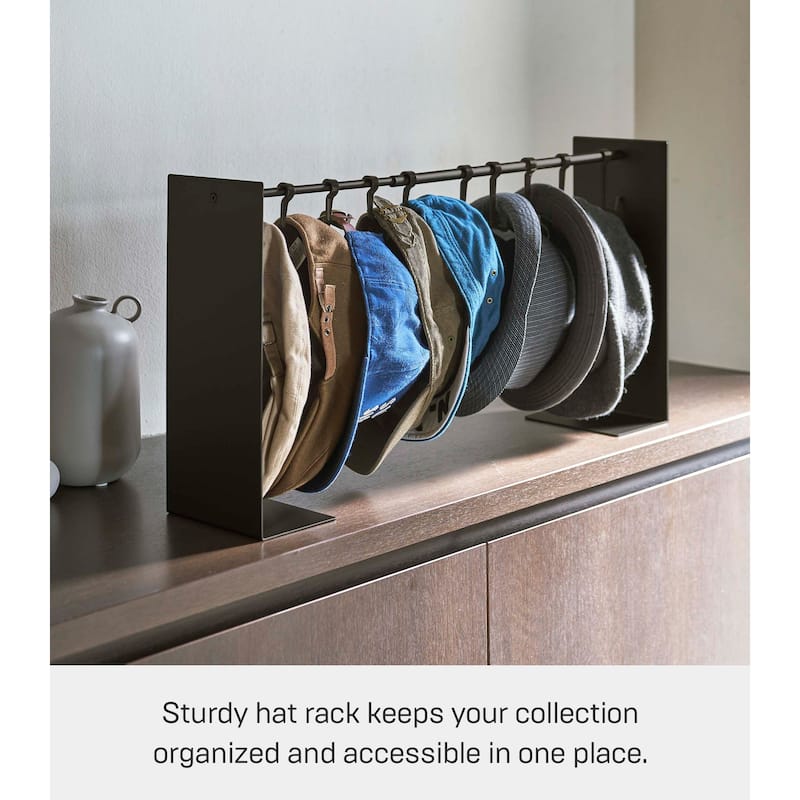Yamazaki Home Hat Hanging Organizer, Steel, Holds 5.5 lbs, Adjustable - L 5.91 x W 27.56 x H 14.57 inches
