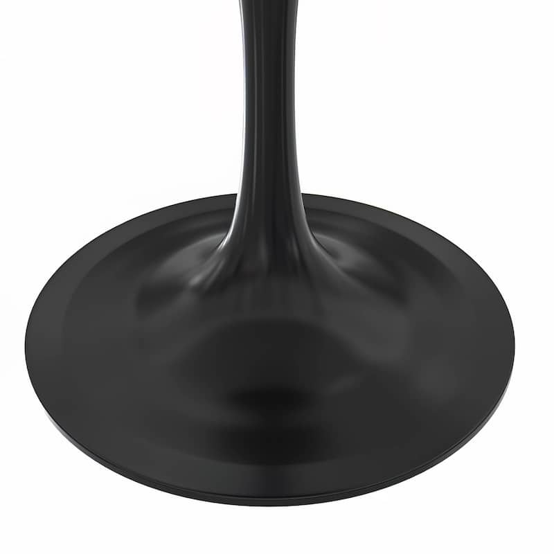 LeisureMod Verve Modern Round Dining Table with Resin TableTop and Black Pedestal Base for Kitchen & Dining Room
