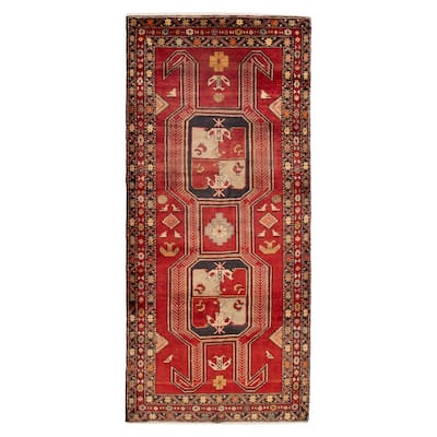 ECARPETGALLERY Hand-knotted Konya Anatolian Red Wool Rug - 4'9 x 10'5