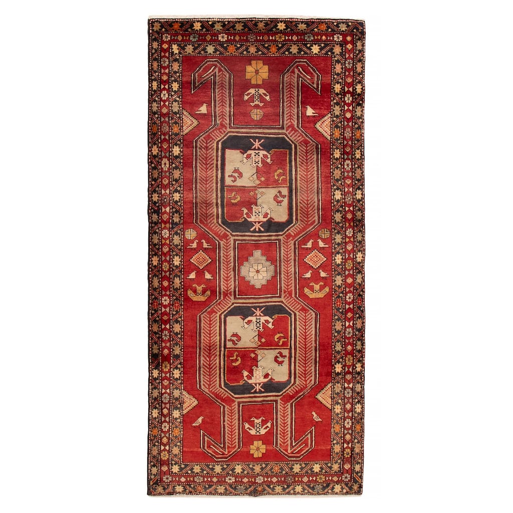 ECARPETGALLERY Hand-knotted Konya Anatolian Red Wool Rug - 4'9 x 10'5