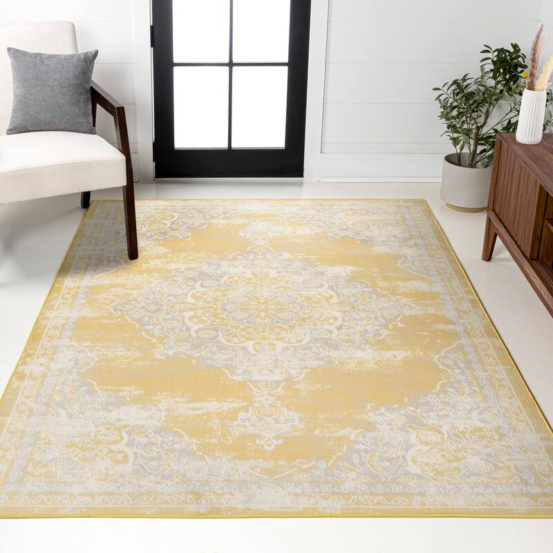 JONATHAN Y Rosalia Ornate Medallion Modern Area Rug - 8 X 10 - Yellow/Cream