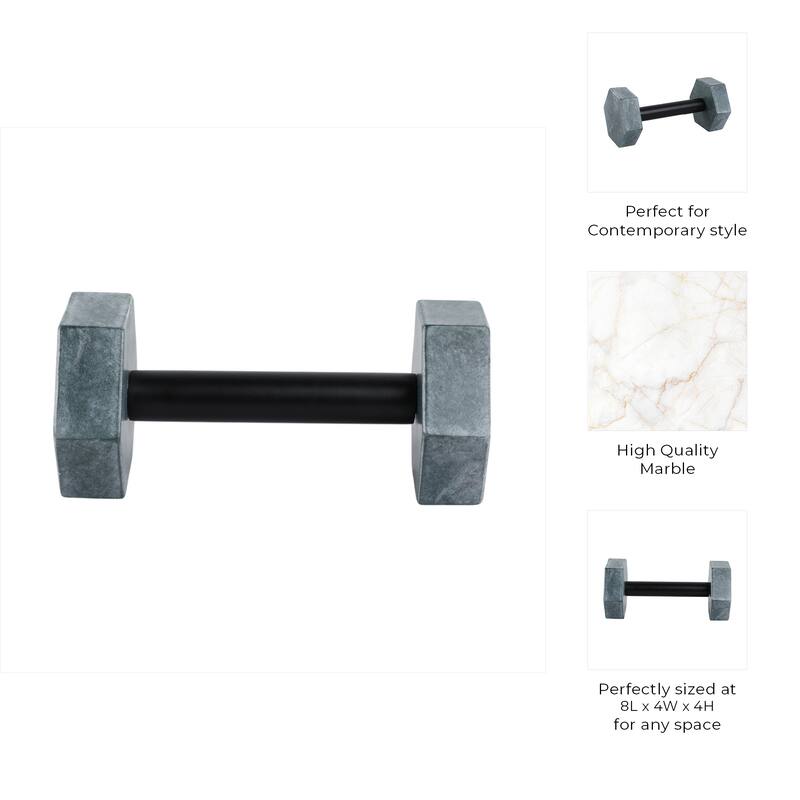 Marble Stone Decorative Figurine Dumbbell Shape Accent - 4" Green - 8" x 4" x 4"