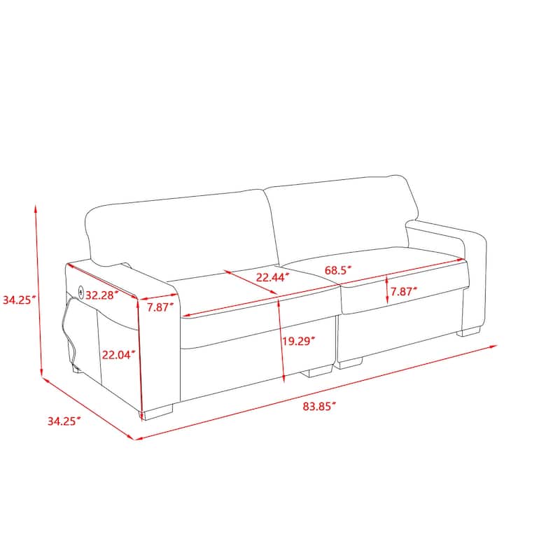 Square Arm Corduroy Sofa