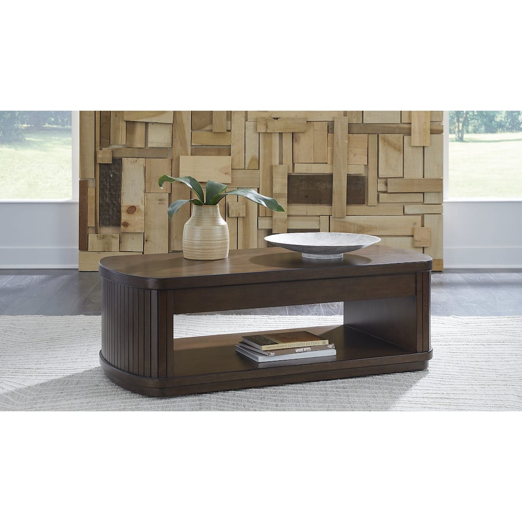 Signature Design by Ashley Korestone Dark Brown Lift Top Cocktail Table - 56" W x 27.5" D x 19.25" H