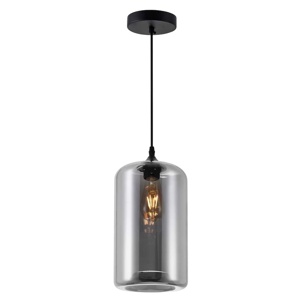 Glass 1 Light 7in Smoke Down Mini Pendant - Transparent Smoke