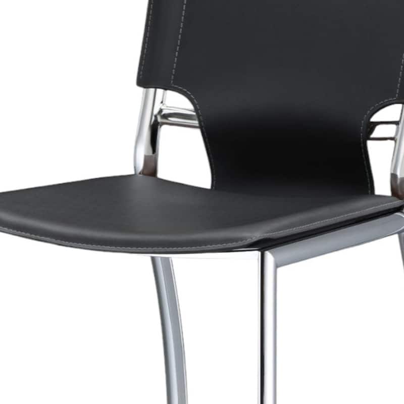 Set of 2 25 Inch Faux Leather Metal Counter Height Bar Chairs - 17” x 17” x 36”