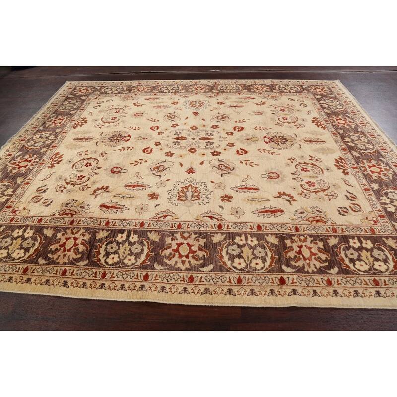 Floral Peshawar Oriental Area Rug Handmade Traditional Wool Carpet - 8'2" x 9'10"