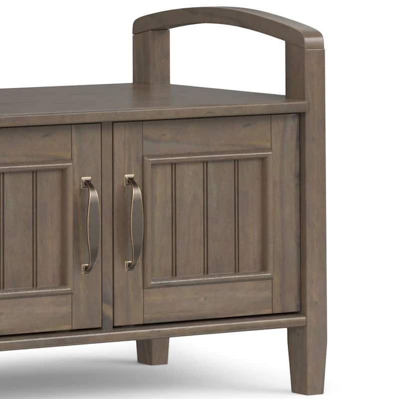 WYNDENHALL Rowan SOLID WOOD 44 inch Wide Transitional Entryway Storage Bench in Smoky Brown - 18"d x 44" w x 22"h