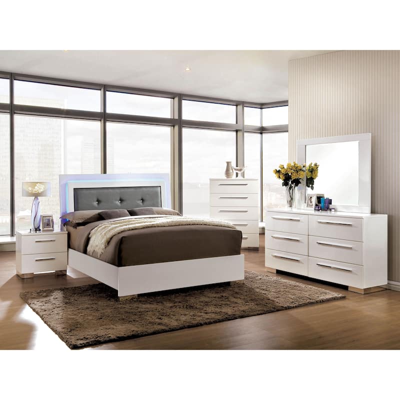 Rema Contemporary Glossy White 63-inch Wide 6-Drawer Wood Dresser by Furniture of America