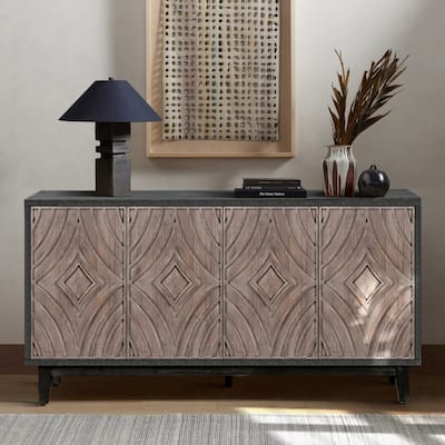 Modern Mid-Century Wooden Adjustable Divider Dining Cabinet