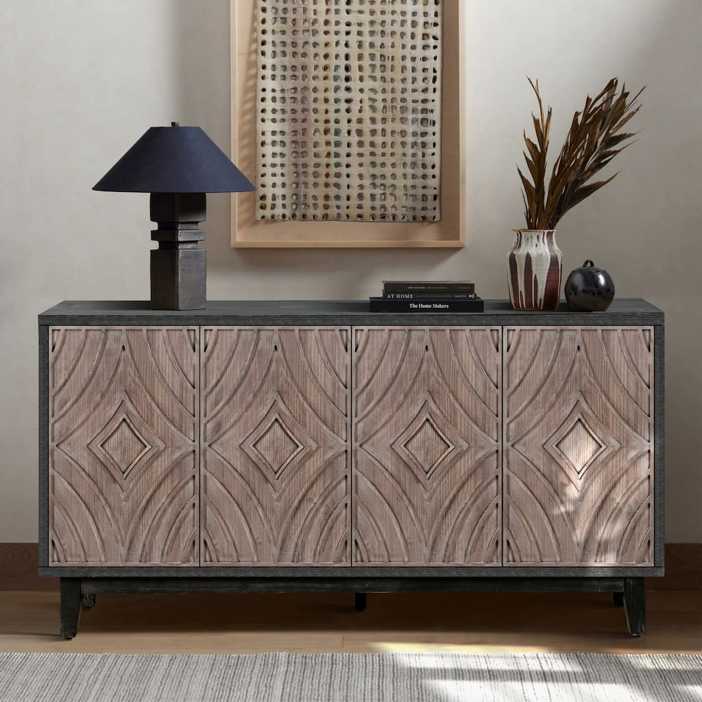 Modern Mid-Century Wooden Adjustable Divider Dining Cabinet