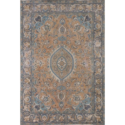 Tabriz Persian Vintage Rug Hand-Knotted Wool Carpet - 6'6"x 9'6"