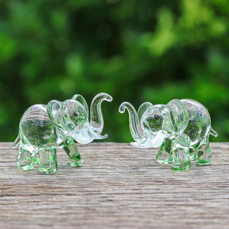 Novica Handmade The Green Giants Handblown Glass Figurines (Pair)