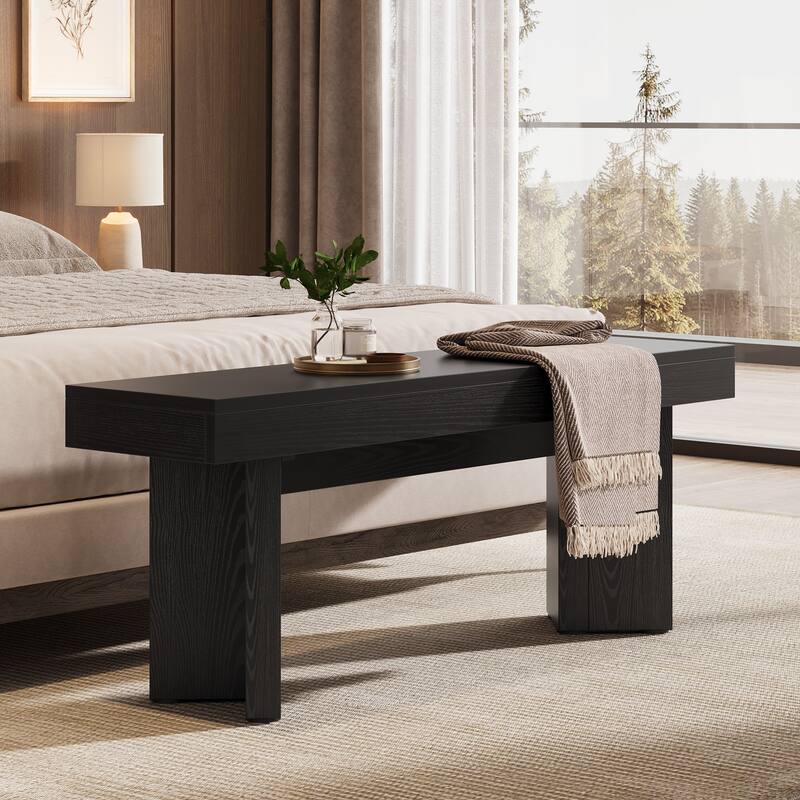 Wood Entryway Bench, Long Indoor End of Bed Bench, Bedroom Hallway Foyer Accent Seat Bench