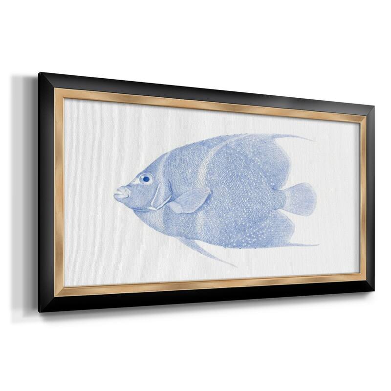 Blue & White Tropical Fish V Premium Framed Canvas- Ready to Hang