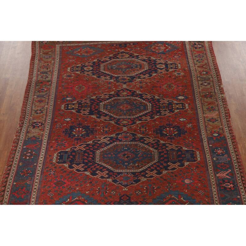 Pre-1900 Antique Sumak Persian Area Rug Flatweave Wool Carpet - 7'7"x 9'10"