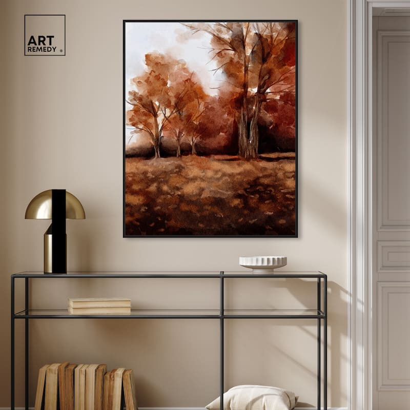 Art Remedy November Landscape Framed Landscape 1 Piece Canvas Wall Art Watercolor Style