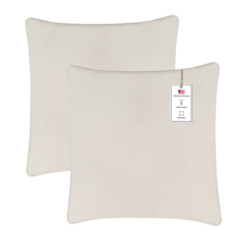 A1HC Set of 2 Luxurious Fine Soft Velvet Throw Pillow Covers Only, For Sofas, Beds, Vibrant Colors and Hidden Zipper - 22x22 Inches (Pack of 2) - Beige