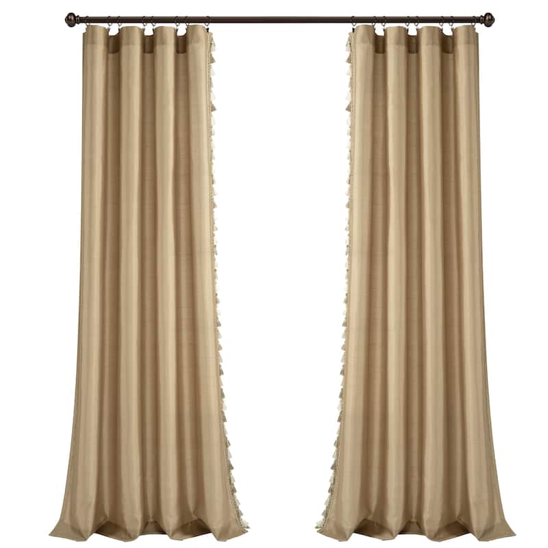 Lush Decor Luxury Regency Faux Silk Two Tone Tassel Window Curtain Panels Set