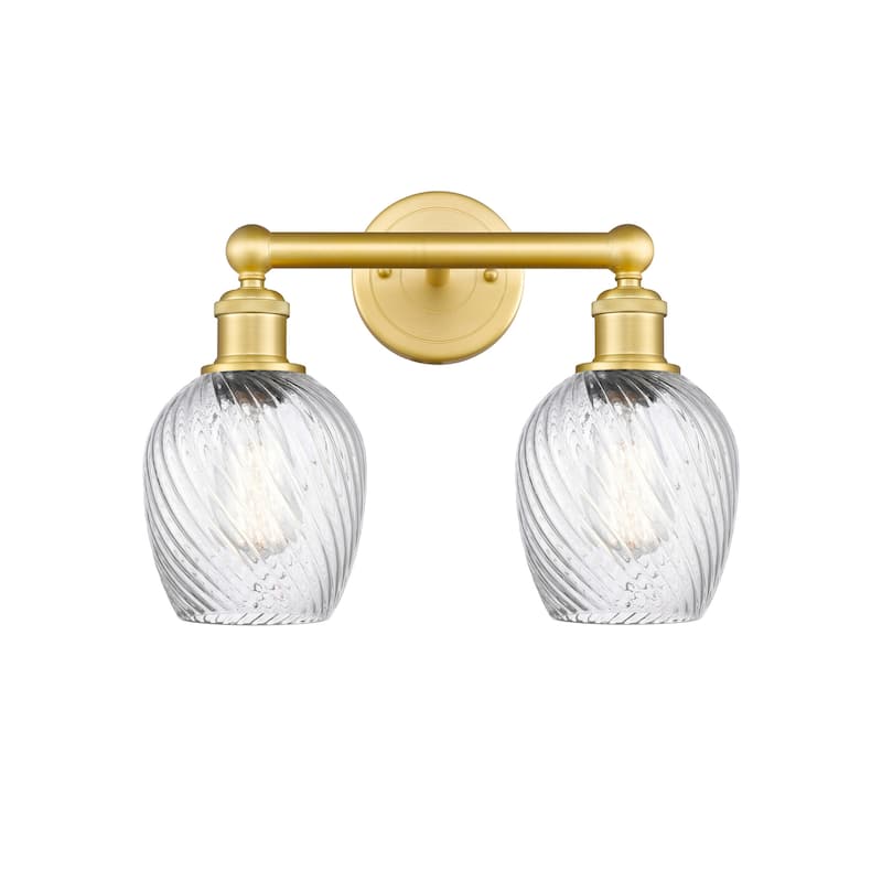 Innovations Lighting 616-2W-12-14 Salina Vanity Salina 2 Light 14" - Satin Gold / Clear Spiral Fluted