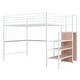 preview thumbnail 14 of 12, Full Size Metal Loft Bed with Desk and, Stylish Metal Frame with Lateral Storage Ladder and Wardrobe, Black