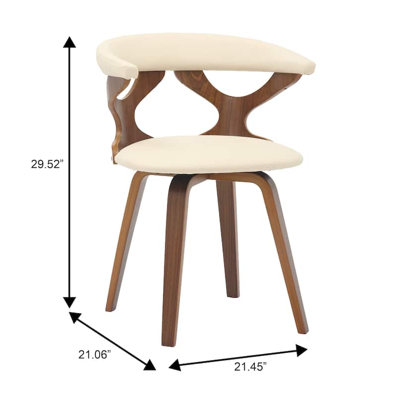 Dining Chairs Round Leather Seat with Solid Wood Legs Accent Arm Chair Modern Cut-Out Design
