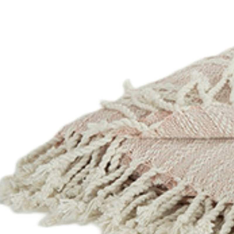 HomeRoots Blush Woven 100% Cotton Throw Blanket