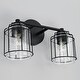 preview thumbnail 2 of 6, Harmon Matte Black Bath/ Vanity Fixture w/ Clear Seeded Glass & Metal Cage
