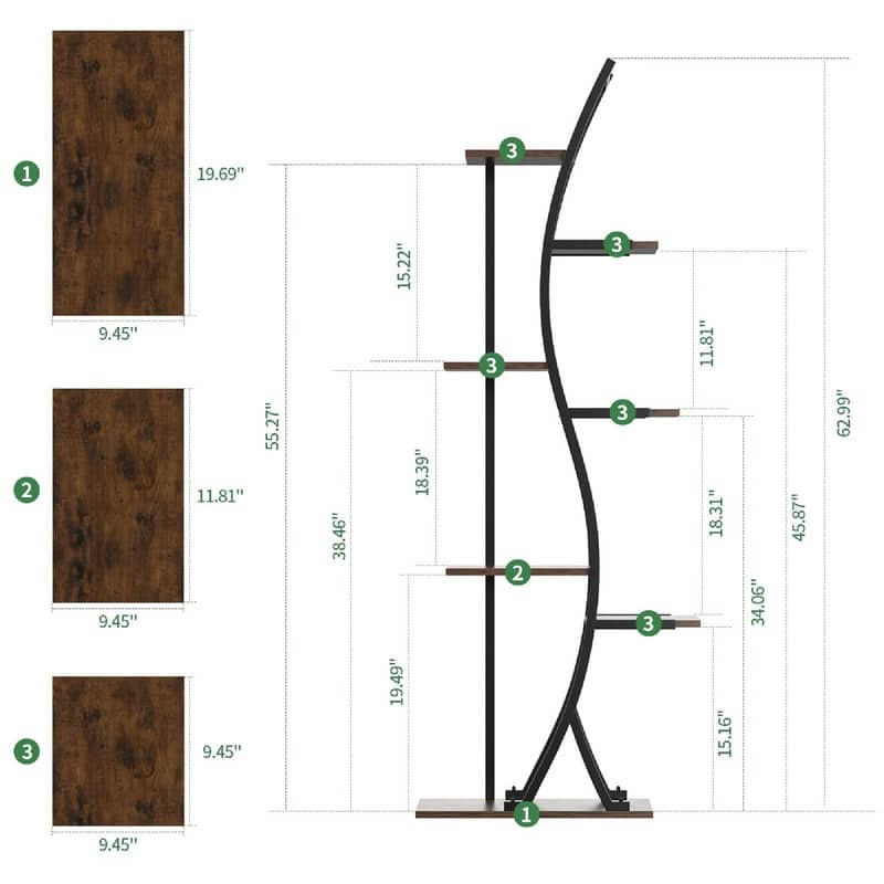 Plant Stand Indoor with Grow Lights - 19.69 x 9.45 x 62.99 inches