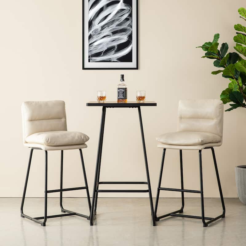 Glitzhome 41"H Industrial Modern Square Wood Top Bar Height Pub Tables