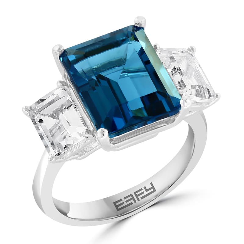 EFFY 14K Gold ,London Blue Topaz,White Topaz Ring