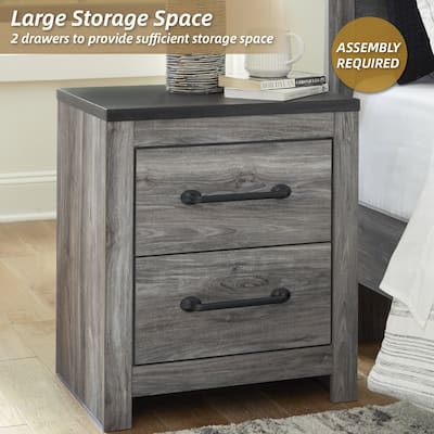 Signature Design by Ashley Bronyan Dark Gray 2 Drawer Nightstand