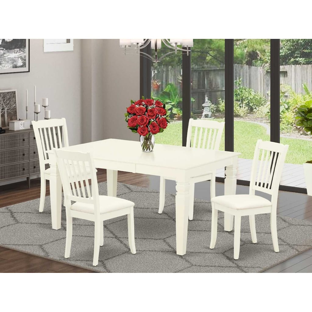 HomeStock 5-Piece Rectangle Buttermilk and Cherry Finish Solid Wood Top Dining table with 4-Chairs with Butterfly Leaf Slat Back