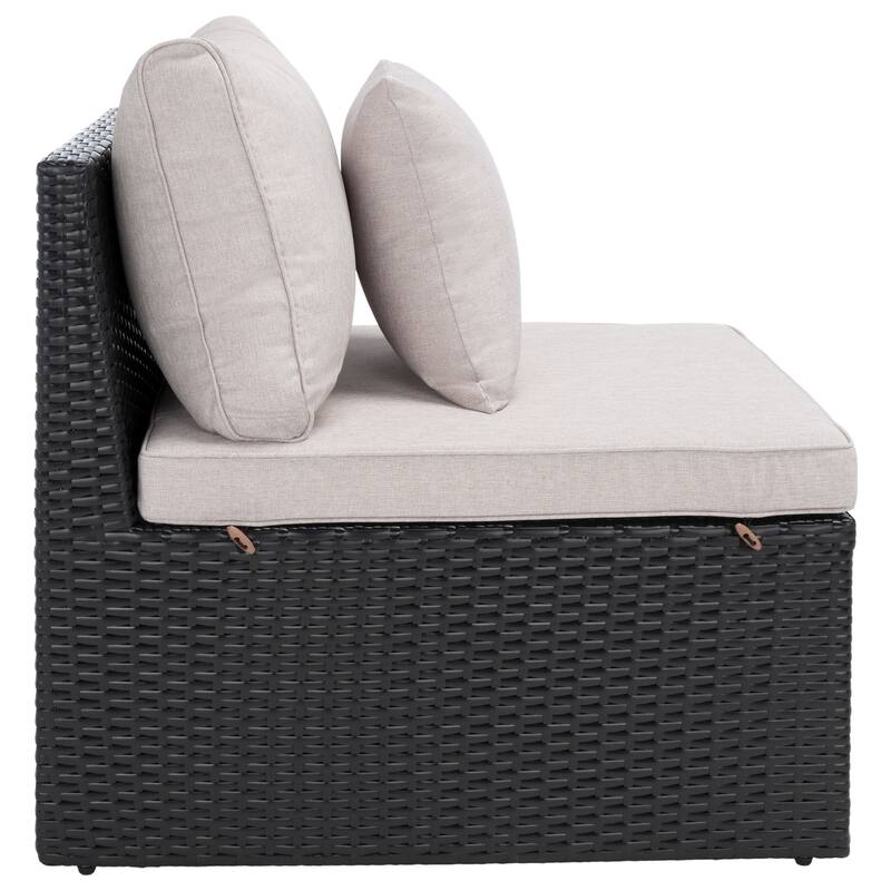 SAFAVIEH Outdoor Algrid Settee with Storage Ottomans (Set of 2) - 29Wx23Dx25H