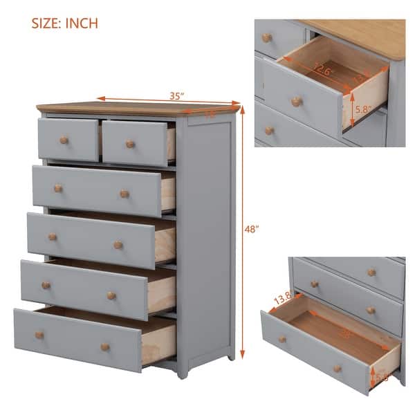 Wooden Chest With 6 Drawers Wood Rustic Tall Chset Storage Cabinet ...