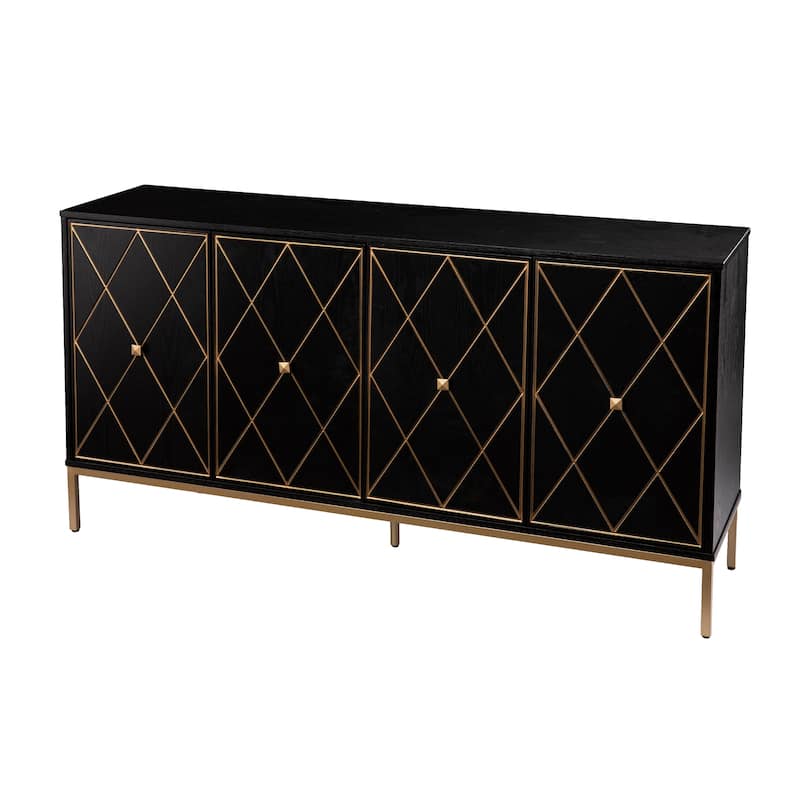 SEI Furniture Maubert Contemporary Gold Detail Wood Cabinet