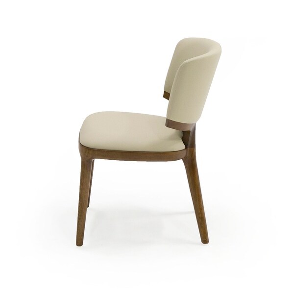 Modrest Stanley Contemporary Beige Leatherette and Walnut