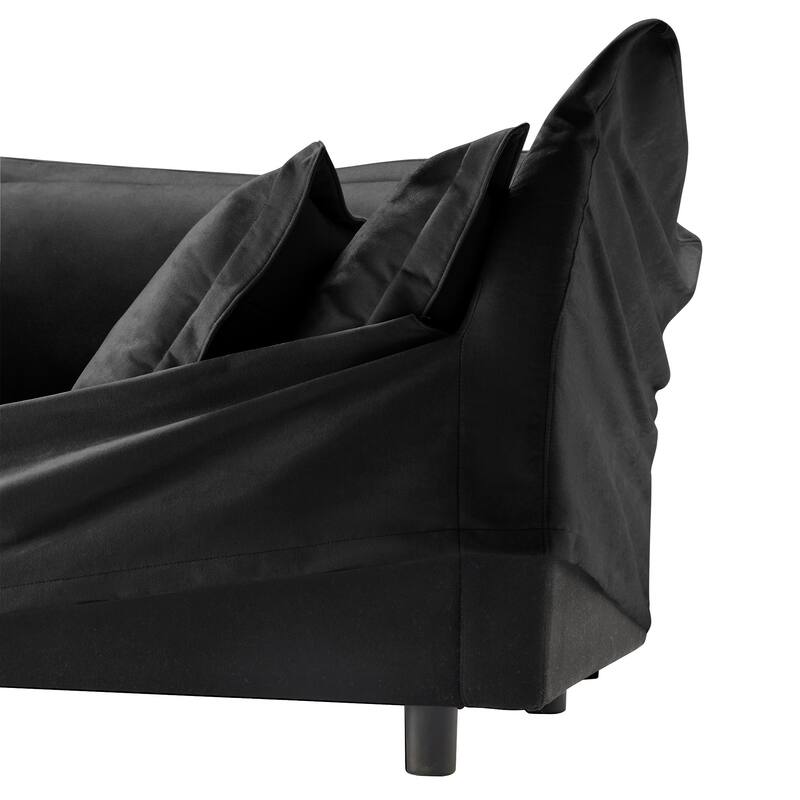 Modern 3 Seater Upholstered Sofa with 2 Ottomans and 2 Pillows