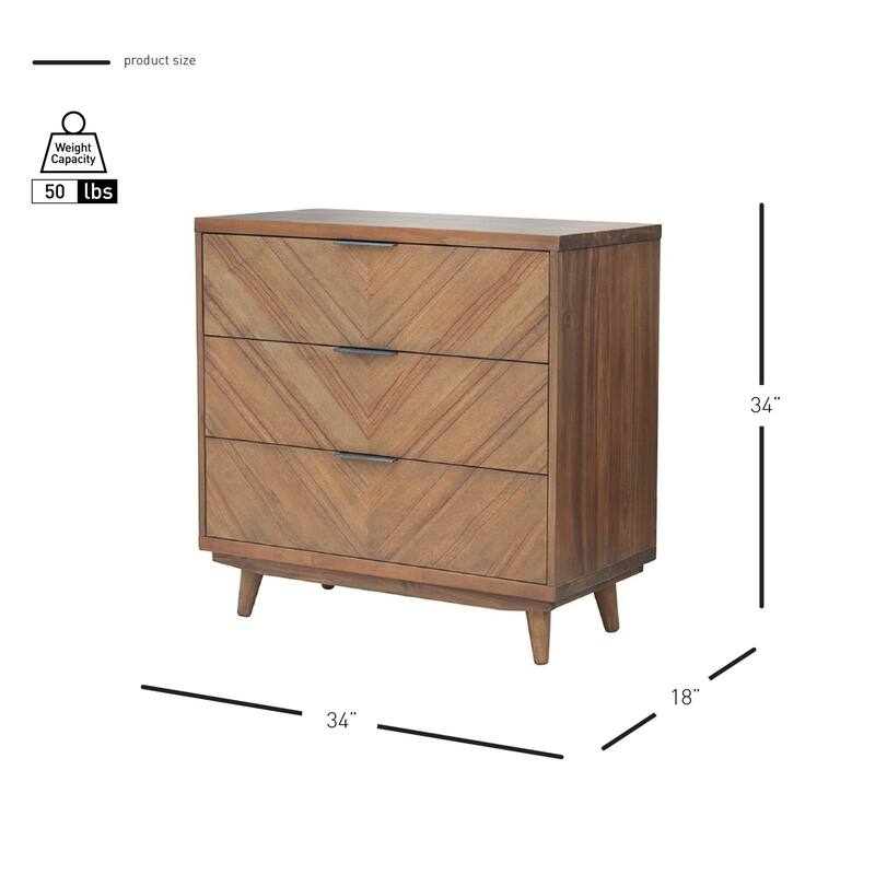 NPD Furniture Piero Chevron Chest 3 Drawers