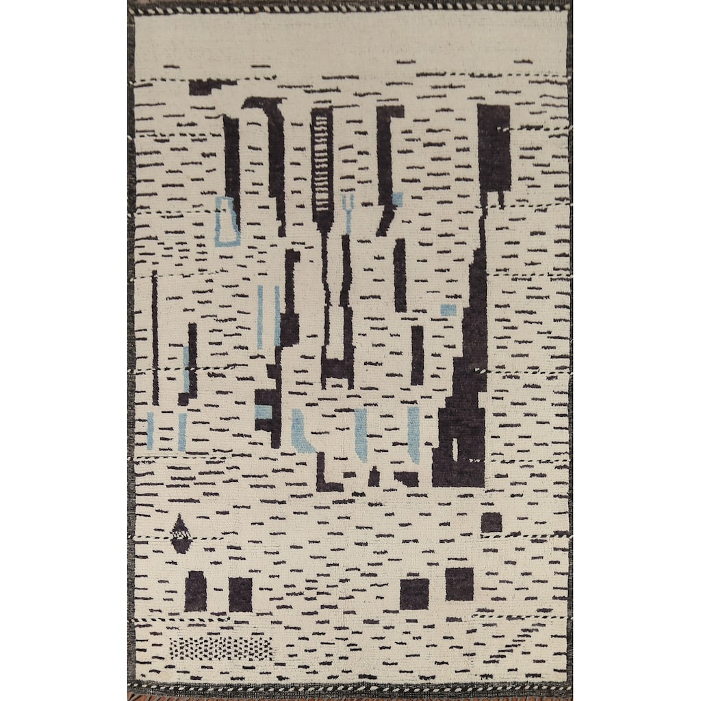 Abstract Moroccan Oriental Area Rug Handmade Contemporary Wool Carpet - 6'11"x 10'5"