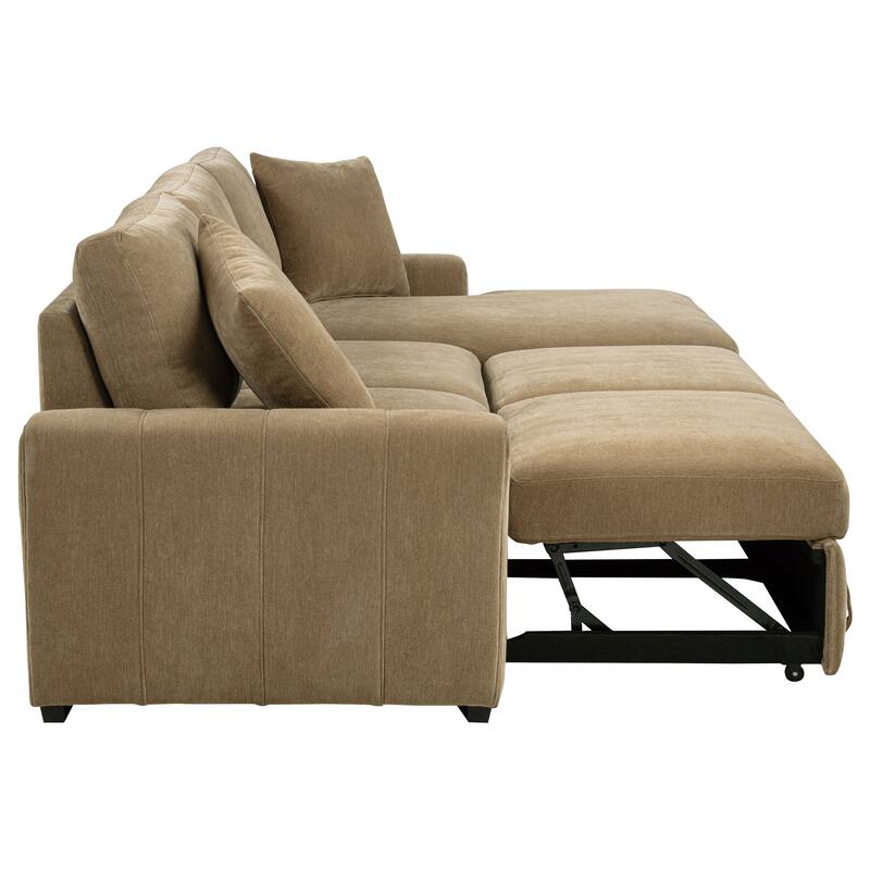 Pastrana Upholstered Sleeper Sectional Sofa RAF Chaise Camel