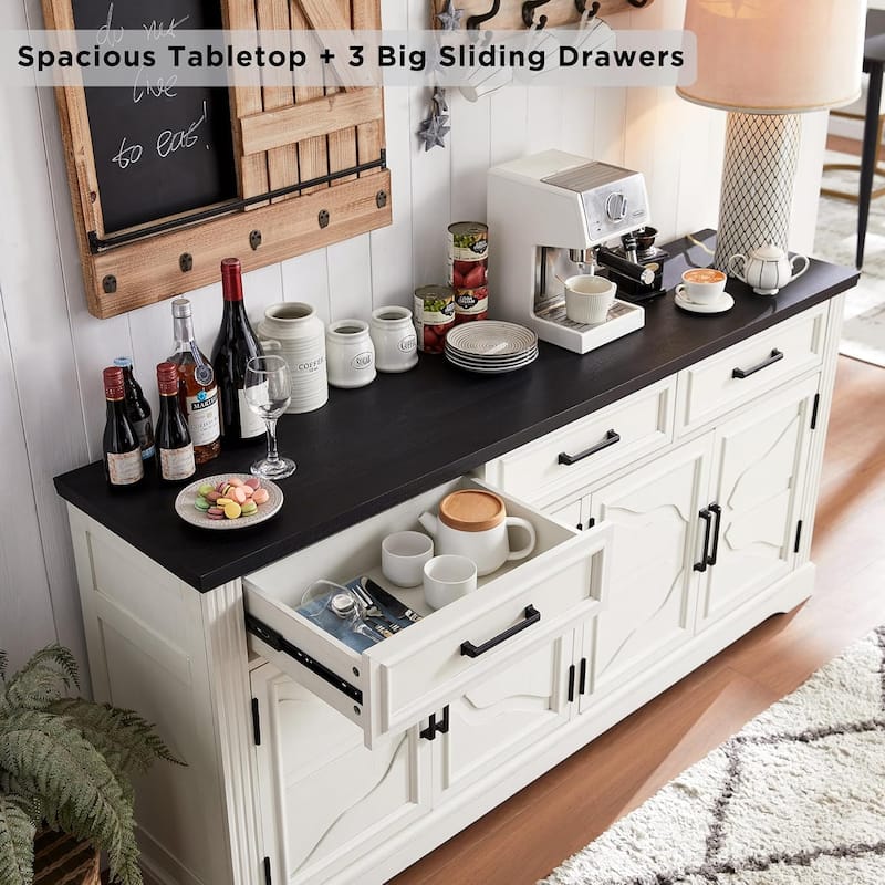 Farmhouse Buffet Sideboard Cabinet,Coffee Bar Wine Bar for Dining Room