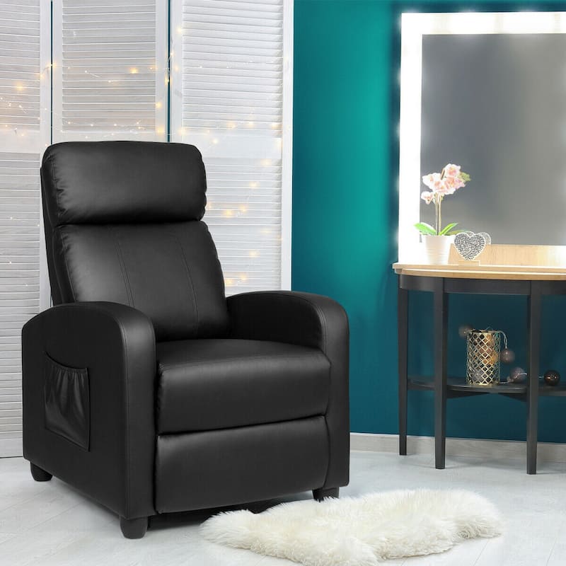 Comfortable Recliner Massage Chair for Living Room with Side Pocket - Black