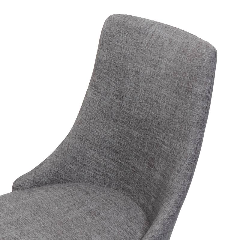 Set of 2 Light Grey Upholstered Dining Chairs with Iron Legs, Kitchen Armless Chairs, Modern Home Breakfast Corner Chair