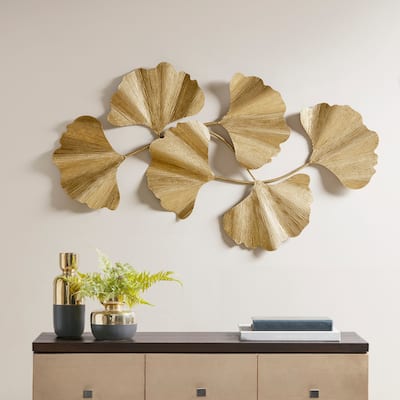 Madison Park Faye Gold Foil Metal Ginkgo Leaf Wall Decor