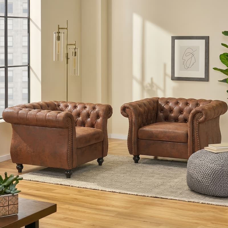 Christopher Knight Home - Silverdale Traditional Chesterfield Club Chairs (Set of 2)