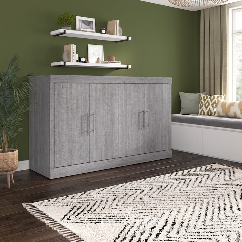 Nebula 75W Queen Cabinet Bed with Mattress for Guest Room by Bestar